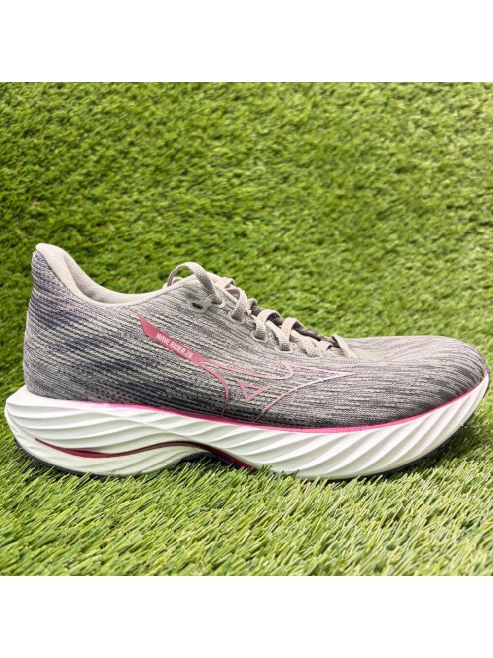 Mizuno Wave Rider 28 Womens Size 9.5 Gray Pink Athletic Running Shoes Sneakers